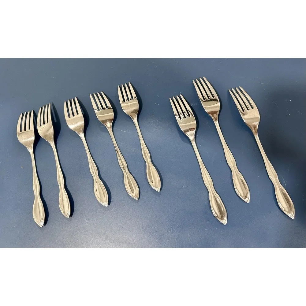 Gorham Stegor USA‎ CHANSON Stainless Dinner and Salad Forks Lot 8 pcs Flatwear